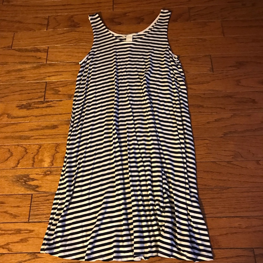 H&M navy and white striped dress